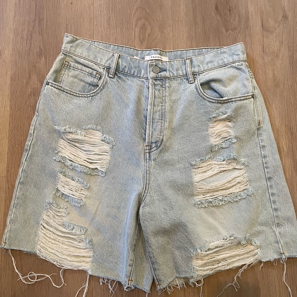 PacSun Ripped Light Blue Jean Shorts